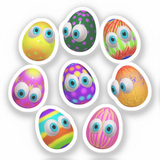 Adesivo Cute and Funny Easter Eggs Cartoon (Frente)
