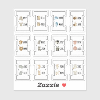 Adesivo Cute Animal Monthly Index Tab Page Divider Folding