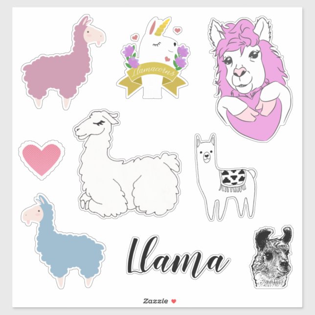 Adesivo Cute Assorted Llama (Folha)