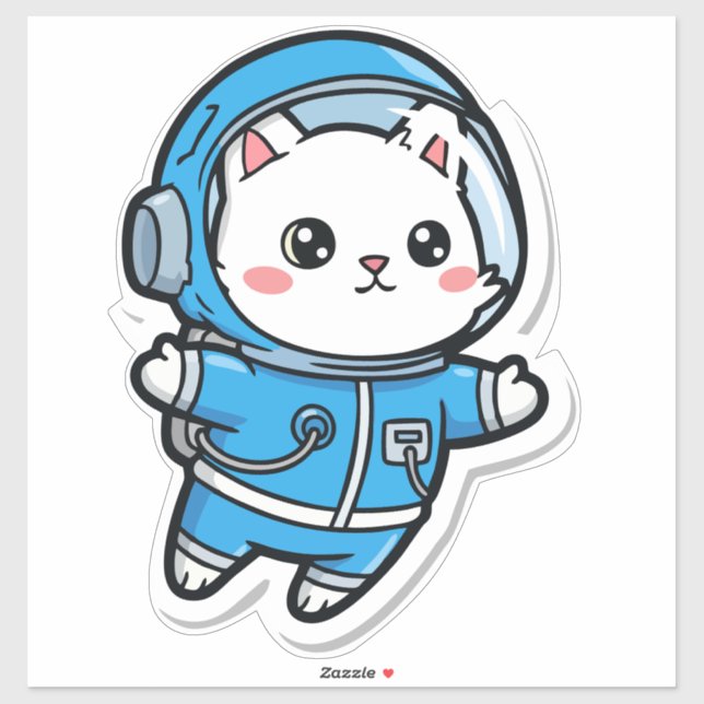 Adesivo Cute Astronaut Cat Kawaii Sticker 14x14 (Folha)