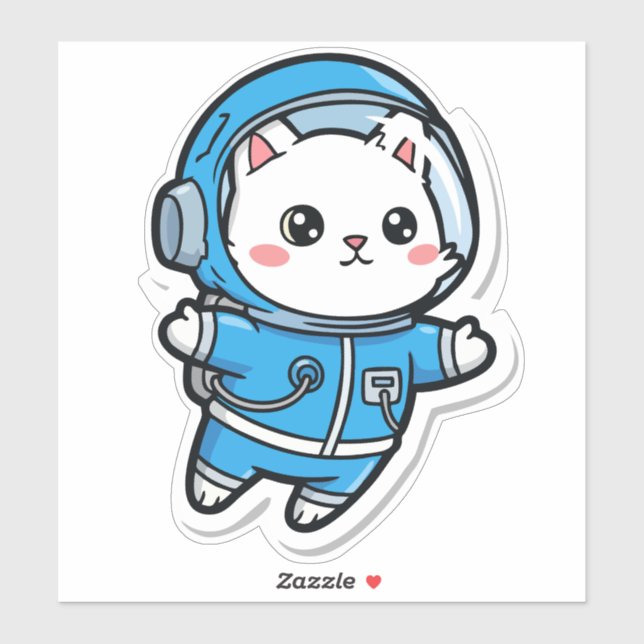 Adesivo Cute Astronaut Cat Kawaii Sticker 8x8 (Folha)