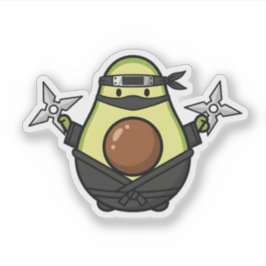 Adesivo Cute Avocado Ninja Shuriken Warrior Illustration