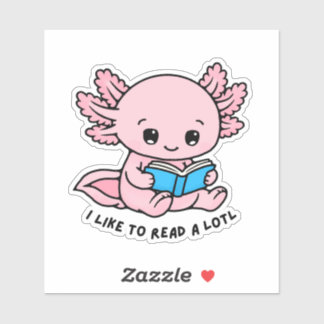 Adesivo Cute Axolotl Book Lover Funny Pun Sticker