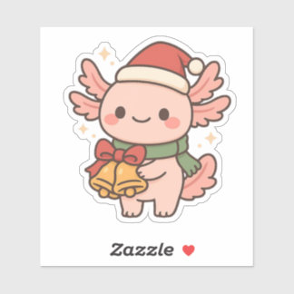 Adesivo Cute Axolotl Christmas Bells Sticker