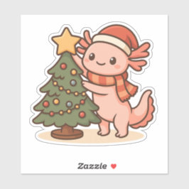 Adesivo Cute Axolotl Christmas Tree Sticker