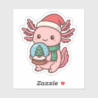 Adesivo Cute Axolotl Snow Globe Sticker
