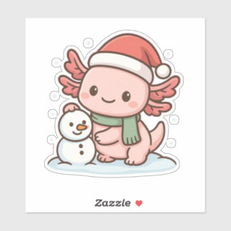 Adesivo Cute Axolotl Snowman Christmas Sticker