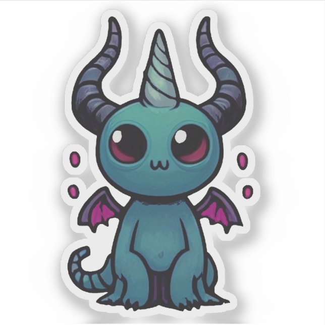 Adesivo Cute Baby Dragon Demon - Kawaii Fantasy (Frente)