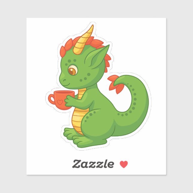 Adesivo Cute Baby Dragon Holding Cup (Folha)