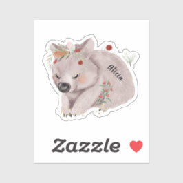 Adesivo Cute Baby Wombat Dourado Speckle Nome Personalizad