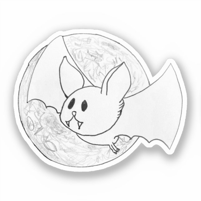 Adesivo Cute Bat and Full Moon Halloween (Frente)