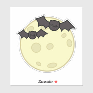 Adesivo Cute Bats and Moon Halloween por Tatyana Deniz