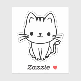 Adesivo Cute Black and White Kawaii Cat Custom Die Cut