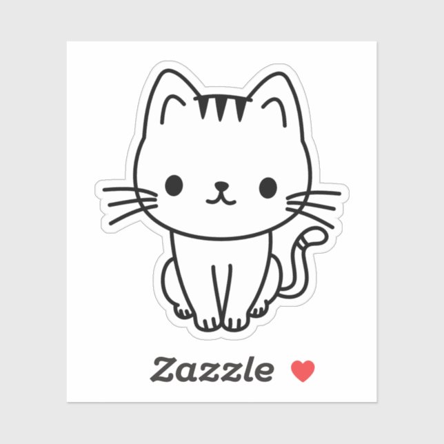 Adesivo Cute Black and White Kawaii Cat Custom Die Cut (Folha)