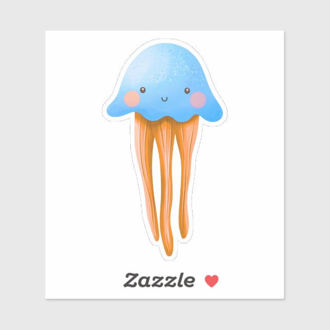 Adesivo Cute Blue and Orange Jellyfish (Folha)