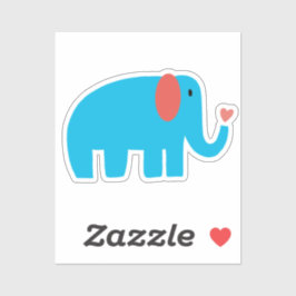 Adesivo Cute blue big cartoon elephant with heart