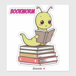 Adesivo Cute Bookworm Sticker | Adorable Reading Worm 