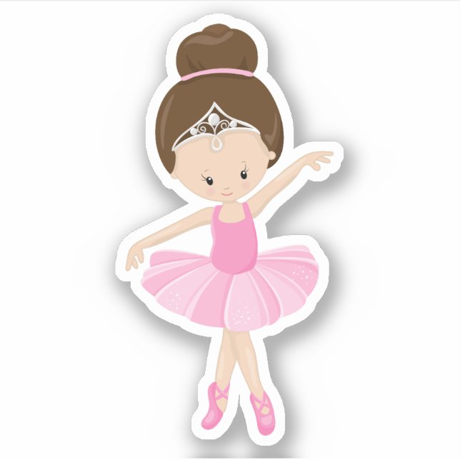 Adesivo Cute Brunette Ballerina Girl (Frente)