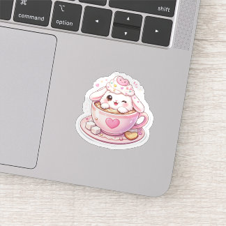 Adesivo Cute Bunny in Coffee Cup Kawaii Sticker