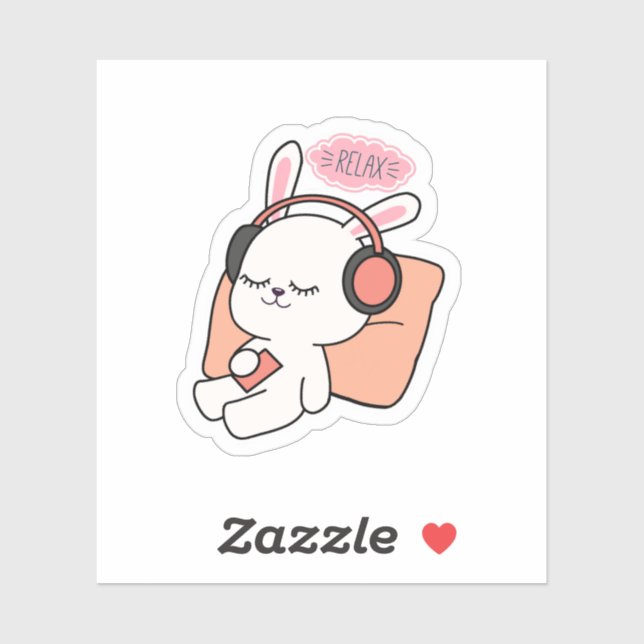 Adesivo Cute Bunny “Relax” Sticker | Calm & Cozy Aesthetic (Folha)
