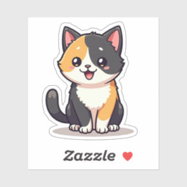 Adesivo Cute Calico Kitten - Kawaii Art Sticker
