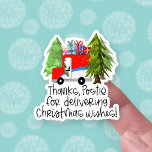 Adesivo Cute Canada Postal Worker Thanks Christmas Truck<br><div class="desc">Canadian Postal employees work hard,  especially during the busy Christmas season!  Show them your appreciation with this fun thank you sticker!  This cute postal truck sticker is sure to bring a little smile to Canada posties this winter as your packages make their way to your customers!</div>
