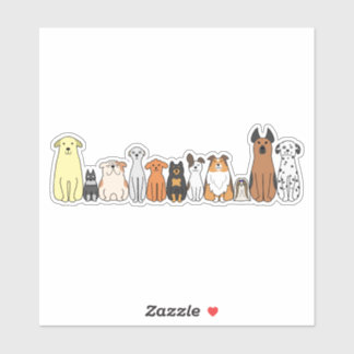Adesivo cute cartoon dogs in a row sticker