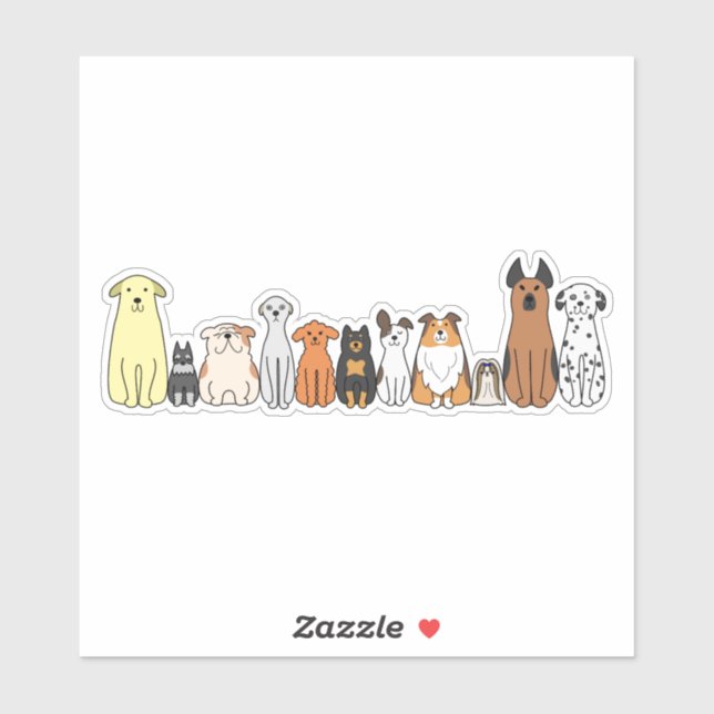 Adesivo cute cartoon dogs in a row sticker (Folha)
