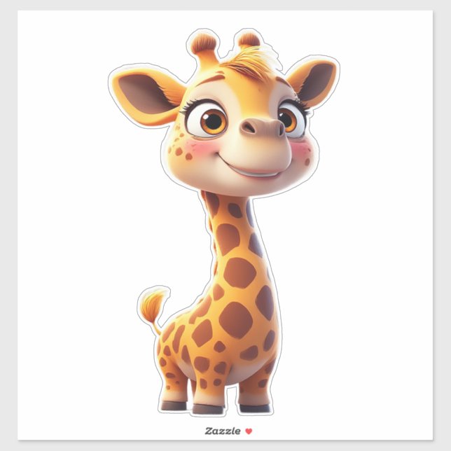 Adesivo Cute Cartoon Giraffe Standing Cheerfully (Folha)