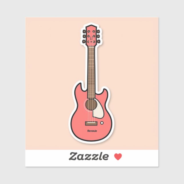 Adesivo Cute Cartoon Guitar (Folha)