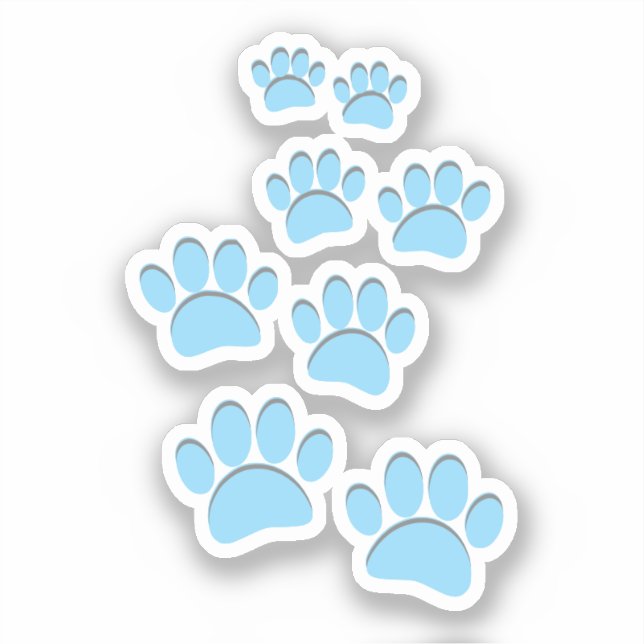 Adesivo Cute Cartoon Pet Paw Trail Blue (Frente)
