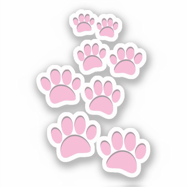 Adesivo Cute Cartoon Pet Paw Trail Pink (Frente)