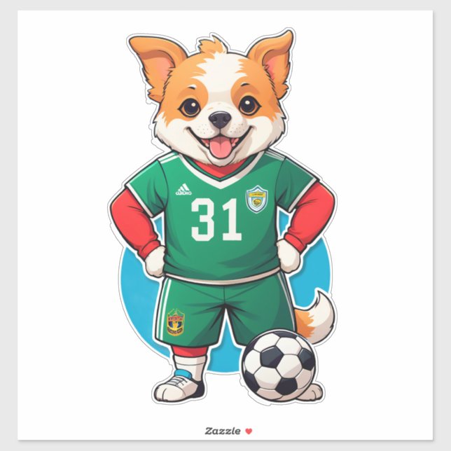 Adesivo Cute Cartoon Puppy Soccer Player (Folha)