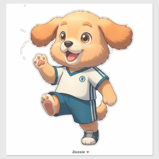 Adesivo Cute Cartoon Puppy Soccer Player (Folha)