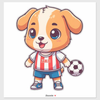 Adesivo Cute Cartoon Puppy Soccer Player
