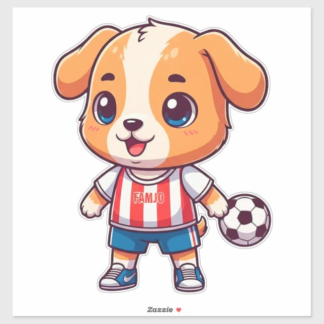 Adesivo Cute Cartoon Puppy Soccer Player (Folha)