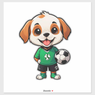 Adesivo Cute Cartoon Puppy Soccer Player