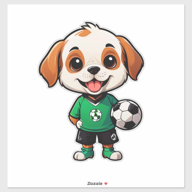Adesivo Cute Cartoon Puppy Soccer Player (Folha)
