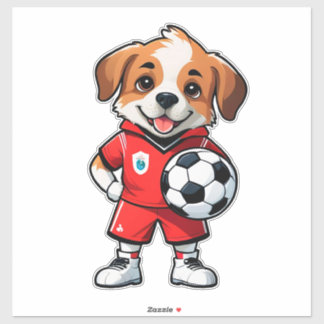 Adesivo Cute Cartoon Puppy Soccer Player