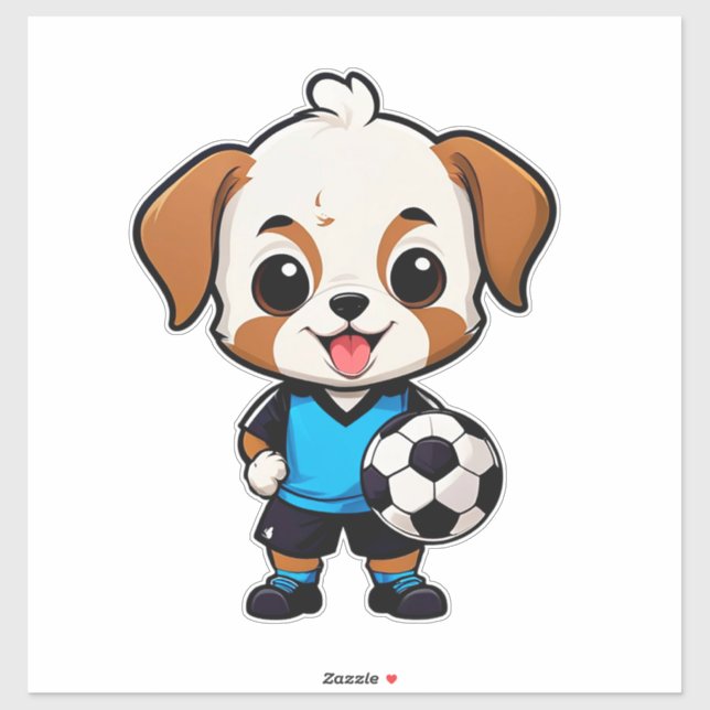 Adesivo Cute Cartoon Puppy Soccer Player (Folha)
