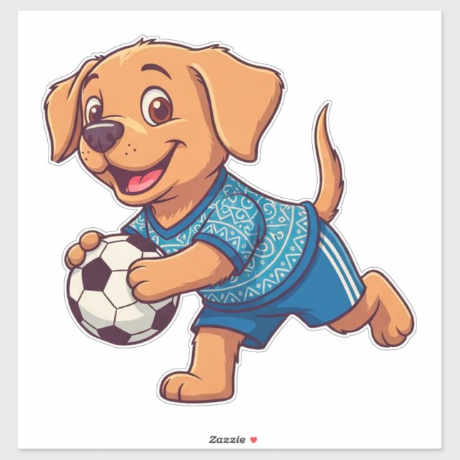 Adesivo Cute Cartoon Puppy Soccer Player (Folha)