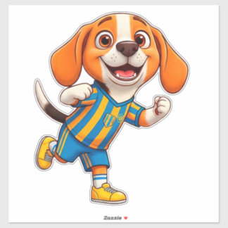 Adesivo Cute Cartoon Puppy Soccer Player