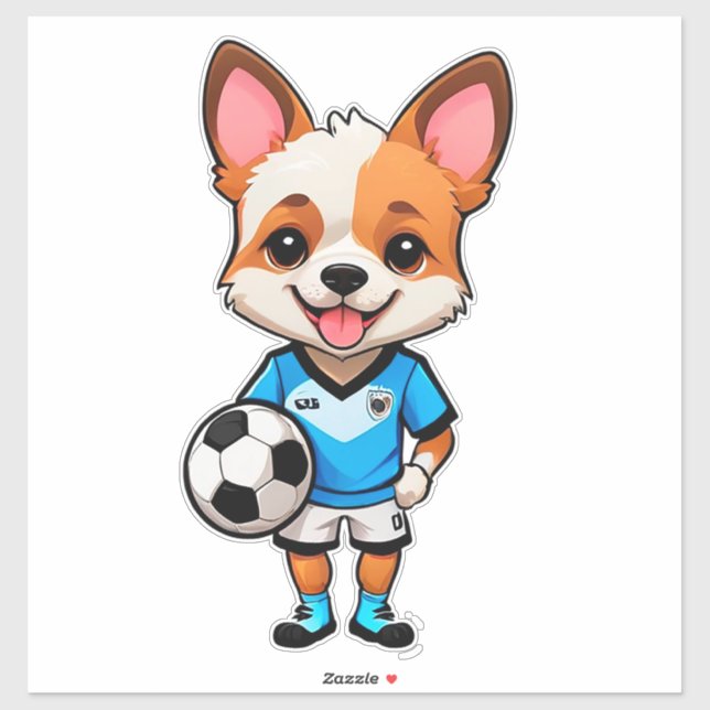 Adesivo Cute Cartoon Puppy Soccer Player (Folha)