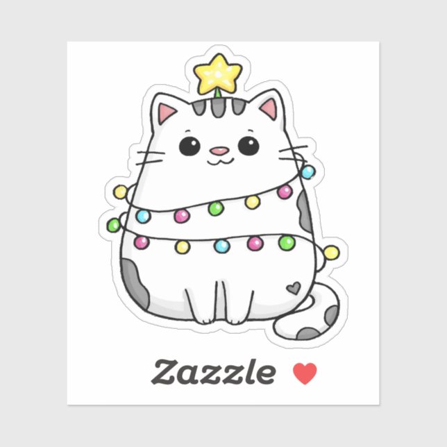 Adesivo Cute Cat Christmas design  (Folha)