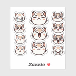 Adesivo Cute Cat Facial Expressions Sticker Sheet