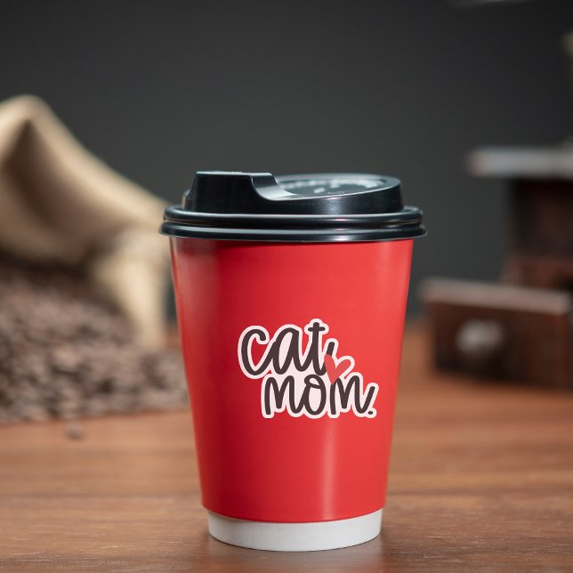 Adesivo Cute Cat Mãe Contorno Personalizado (This cute sticker is purr-fect for proud cat moms!)