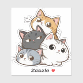 Adesivo Cute Cat Stack – Adorable Kawaii Cat Sticker