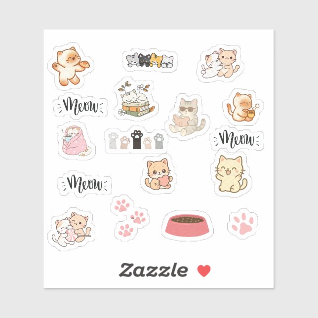 Adesivo Cute Cat Sticker Sheet (Folha)