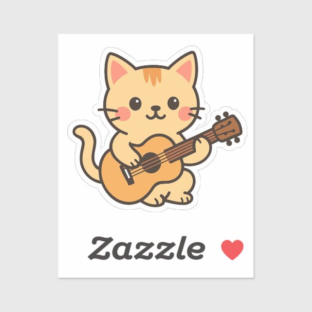 Adesivo Cute Cat With Acoustic (Folha)