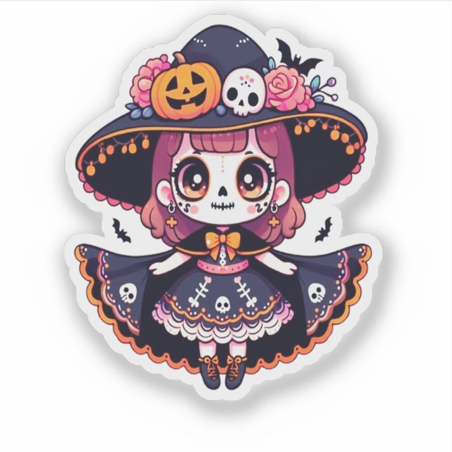 Adesivo Cute catrina girl halloween (Frente)